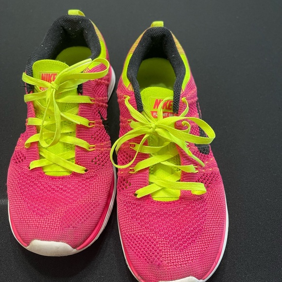 Nike Kids Pink and Neon Green Sneakers - Picture 1 of 7